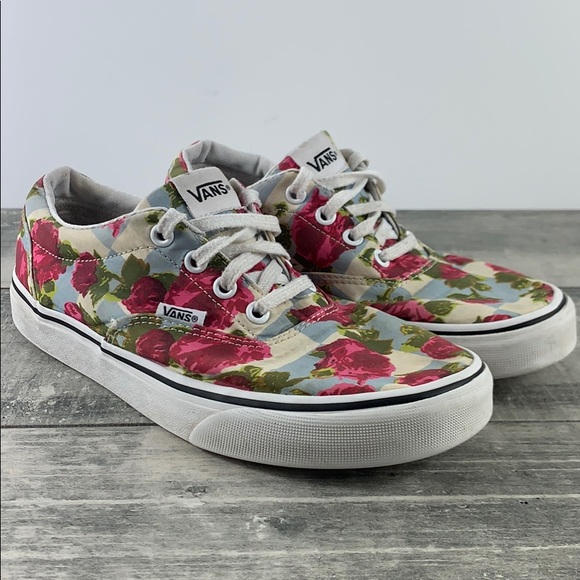 floral checkered vans